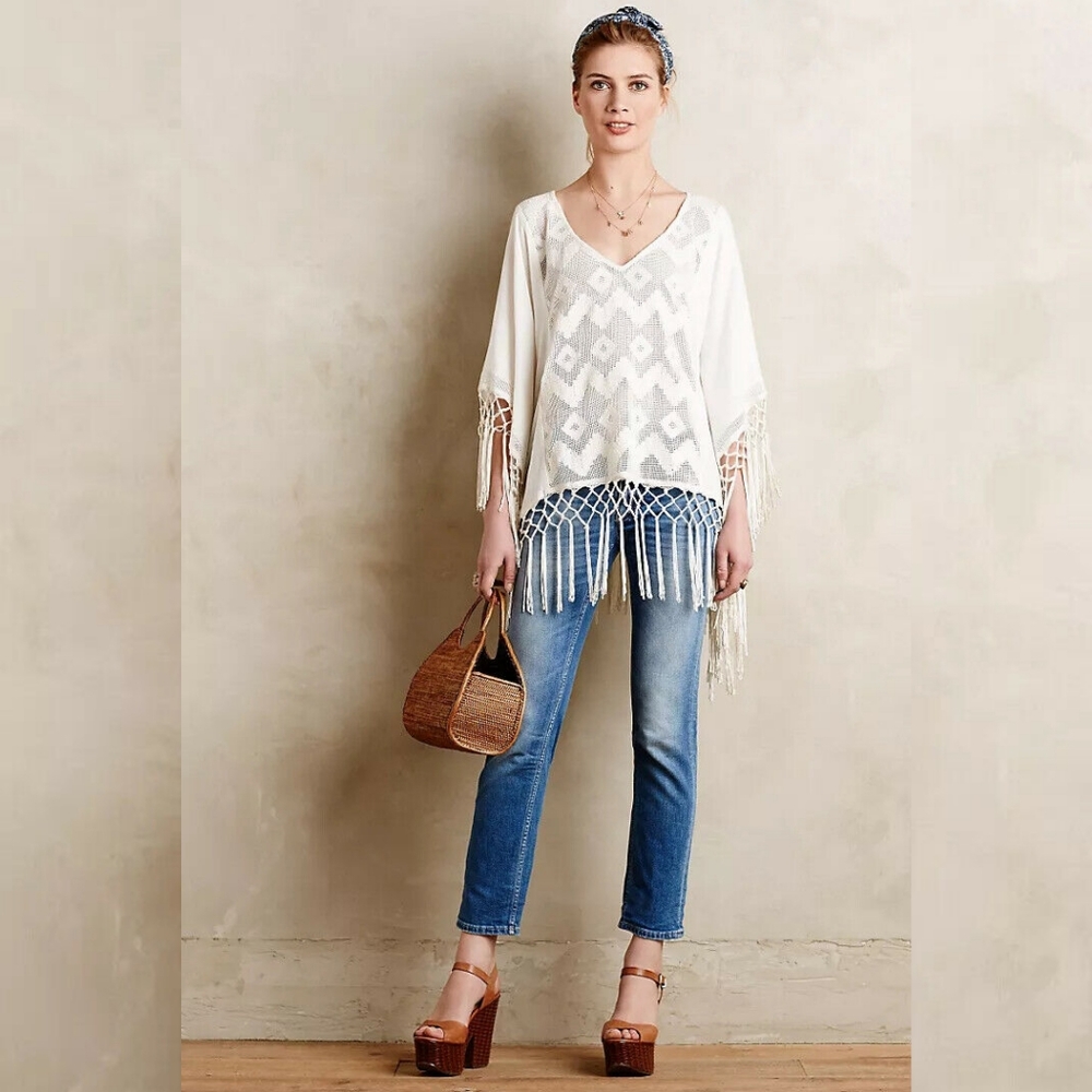 Anthropologie Lilka Crotchet Fringe Tunic